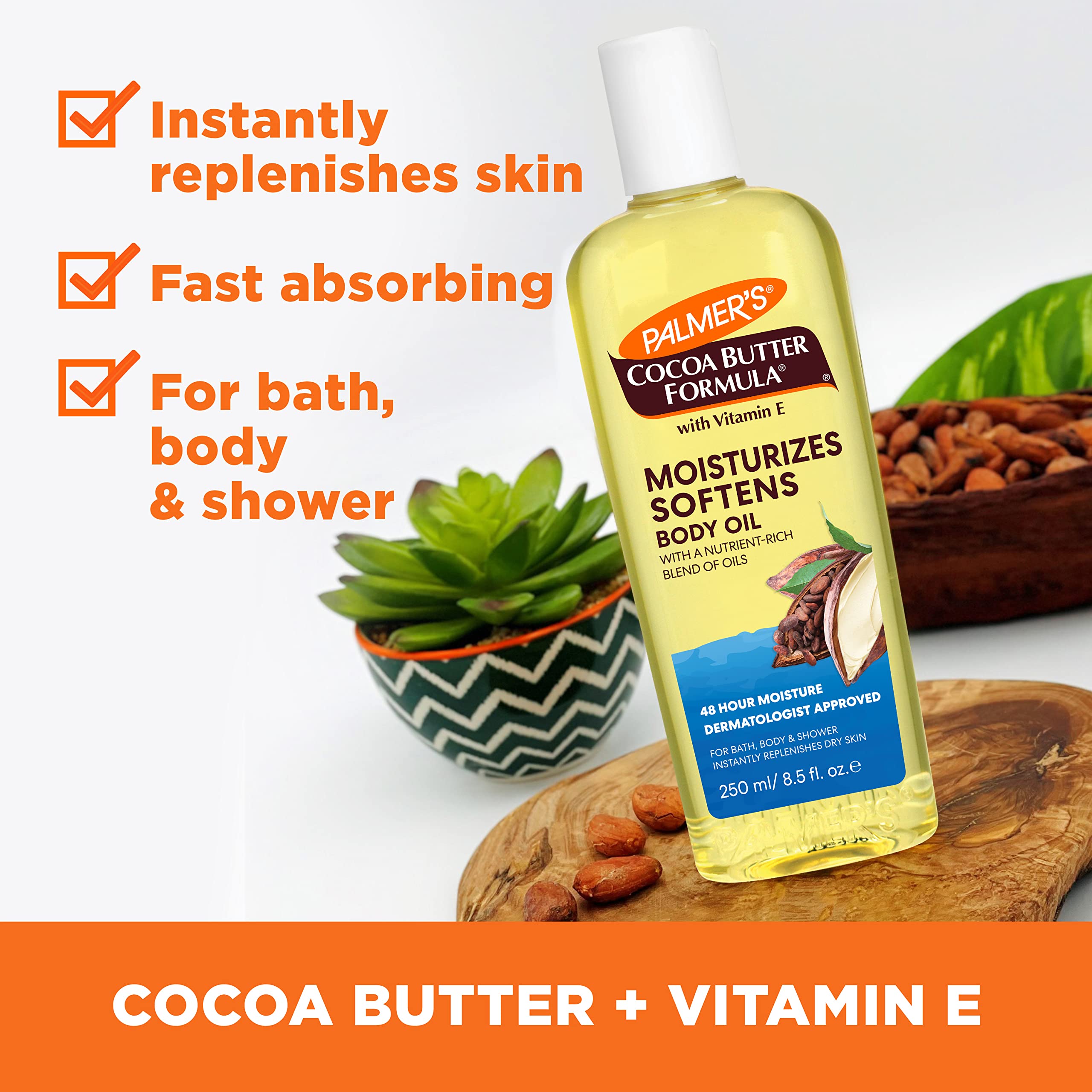 Palmer's Cocoa Butter Body Oil + Body Lotion, Value Skin Care Bundle for Dry Skin, Provides 48 Hour Moisture to Dry, Rough Skin, Includes 1 Moisturizing Lotion (13.5 fl oz) and 1 Skin Oil (8.5 fl oz)