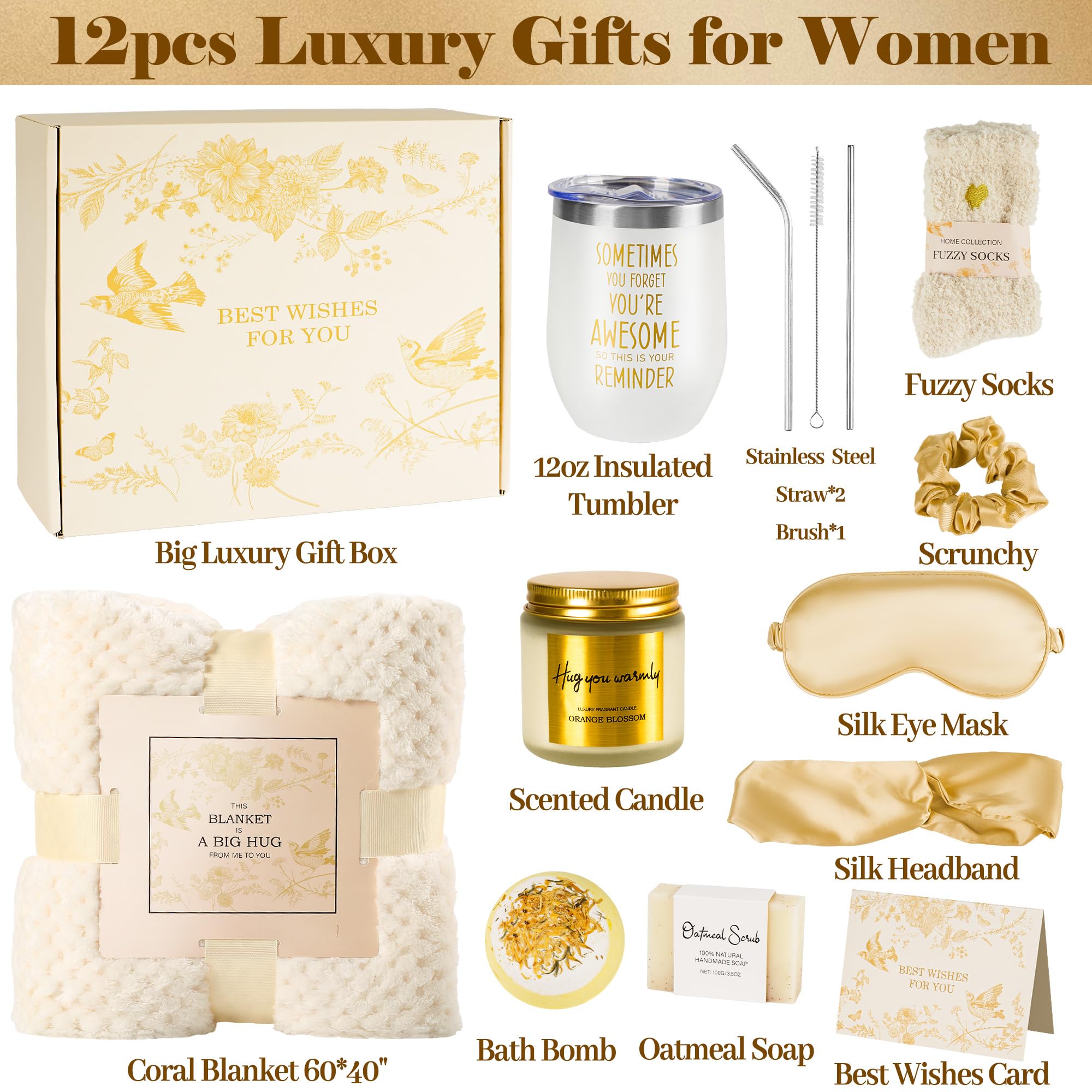 UNBOXMENT Luxury Golden Gift Basket for Women