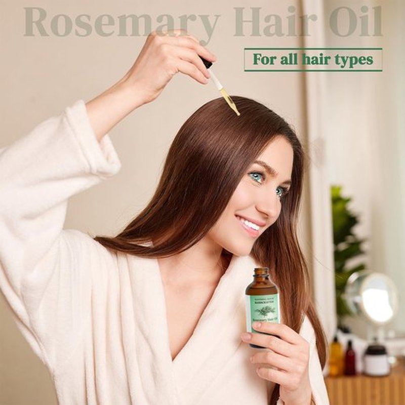 Soothing House 100% Natural Rosemary Hair & Scalp Oil – Strengthens, Nourishes & Moisturizes – Reduces Breakage & Frizz – Handcrafted with Castor, Jojoba & Vitamin E – All Hair Types (4oz)