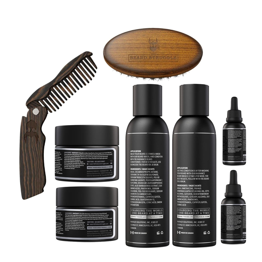 The Beard Struggle Ultimate Beard Growth Kit for Men Balm, Cream, Brush, Comb, Oil, Wash, & Conditioner for Moisturizing Beard - Viking Storm, Silver Collection