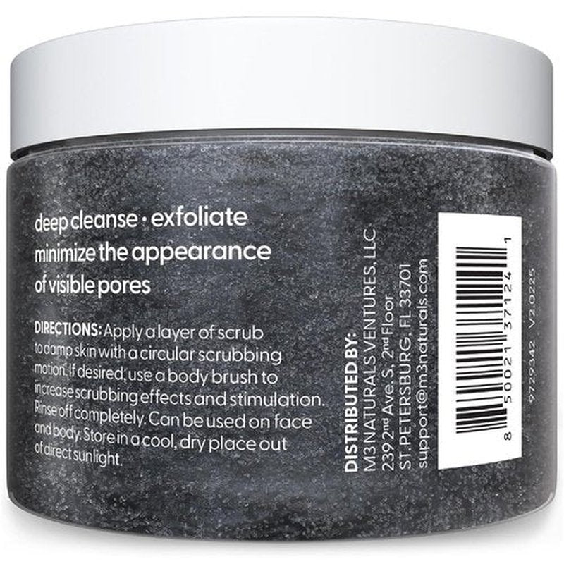 M3 Exfoliating Charcoal Scrub - Collagen & Stem Cells for Body Toning, Detox & Smoothing | 8 oz