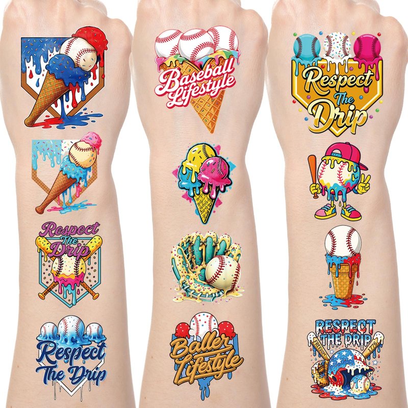 Yoyuspy Baseball Themed Temporary Tattoos - 200+ Baseball Birthday Party Decorations Favors Supplies, Sports Drip Themed Tattoo Stickers Gifts, Ball Sport Birthday Decor Prizes Rewards