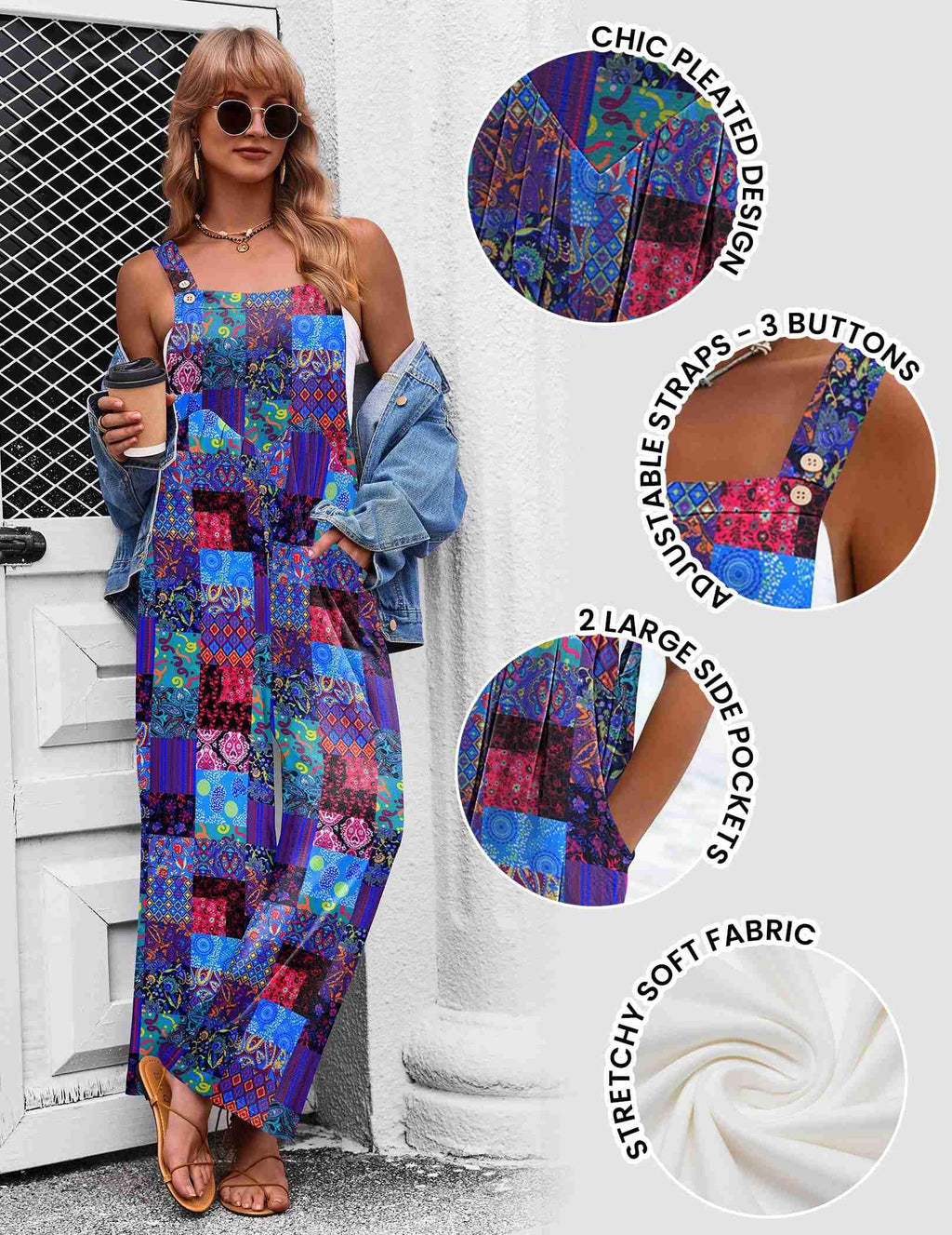 Ekouaer Women's Overalls Boho Summer Jumpsuits Cute Casual Outfits Rompers