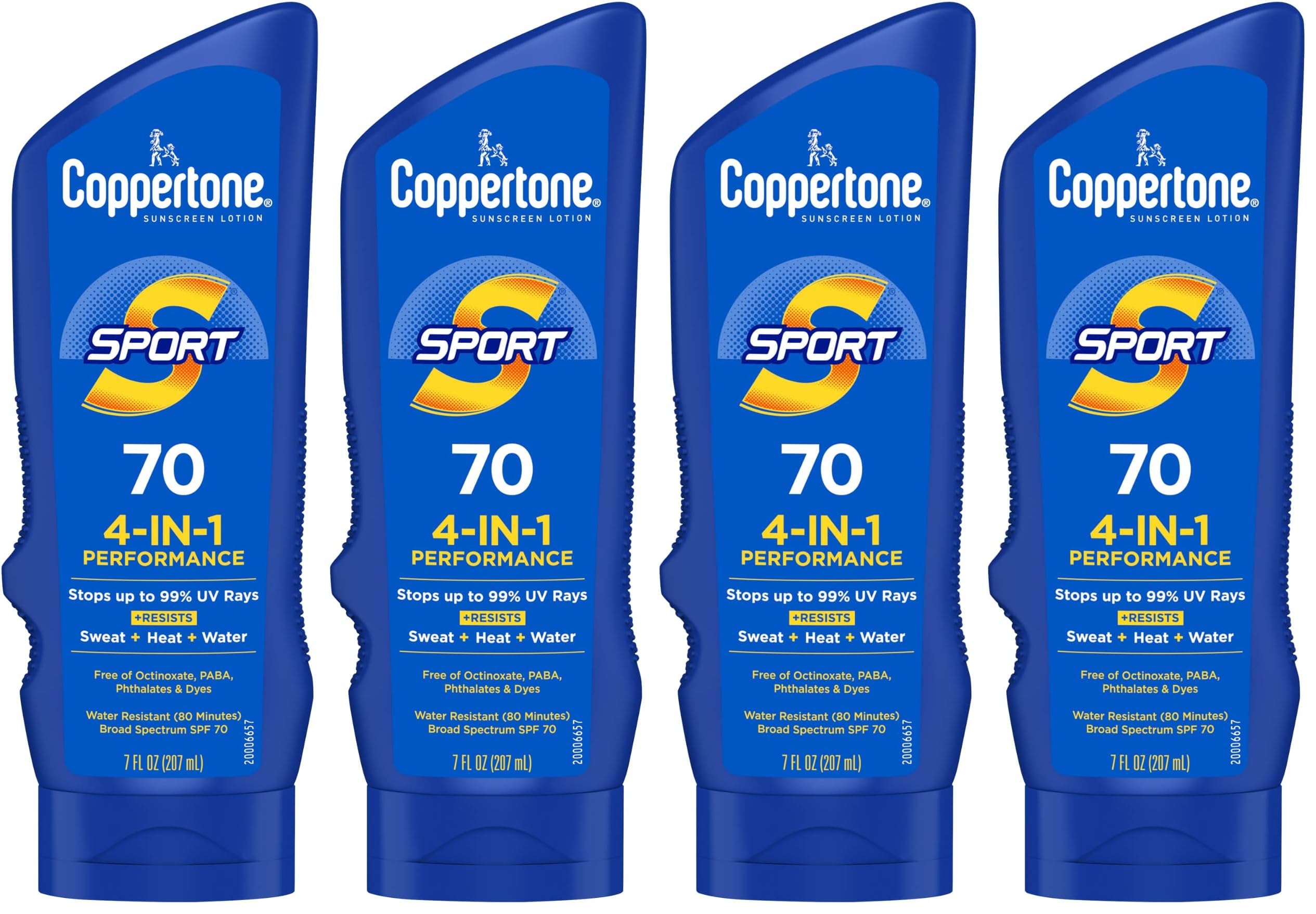 Coppertone Sport Sunscreen Lotion,Broad Spectrum SPF 70 Sunscreen Multi Pack,7 Fl Oz,(Pack of 4)