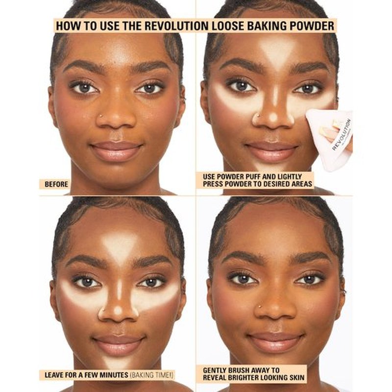 Revolution Beauty London, Loose Baking Powder, Makeup Setting Powder, Long-Lasting Coverage, Mattifies & Reduces Shine, Rose, 1.12 oz