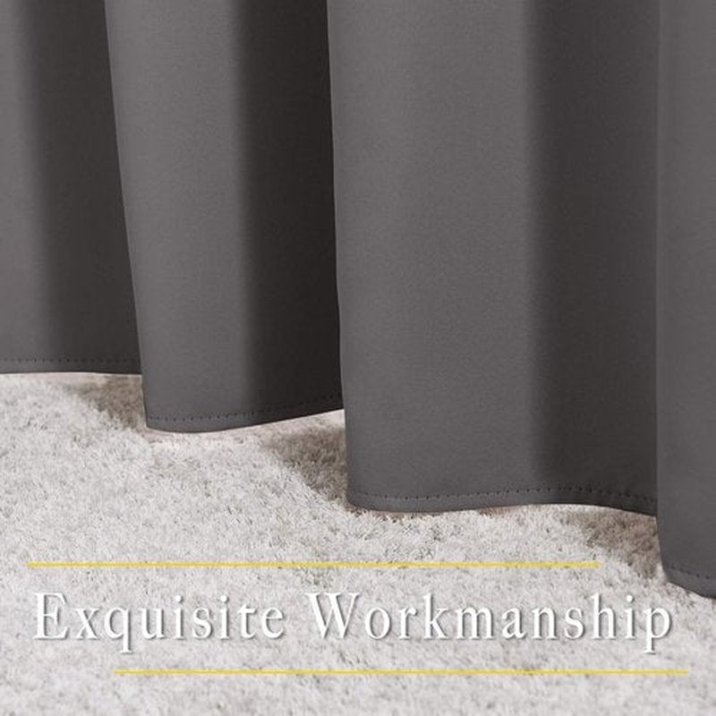 NICETOWN Gray Blackout Curtains - 84-Inch Thermal Drapes for Bedroom | Room Darkening Grommet Panels (2 Pack)