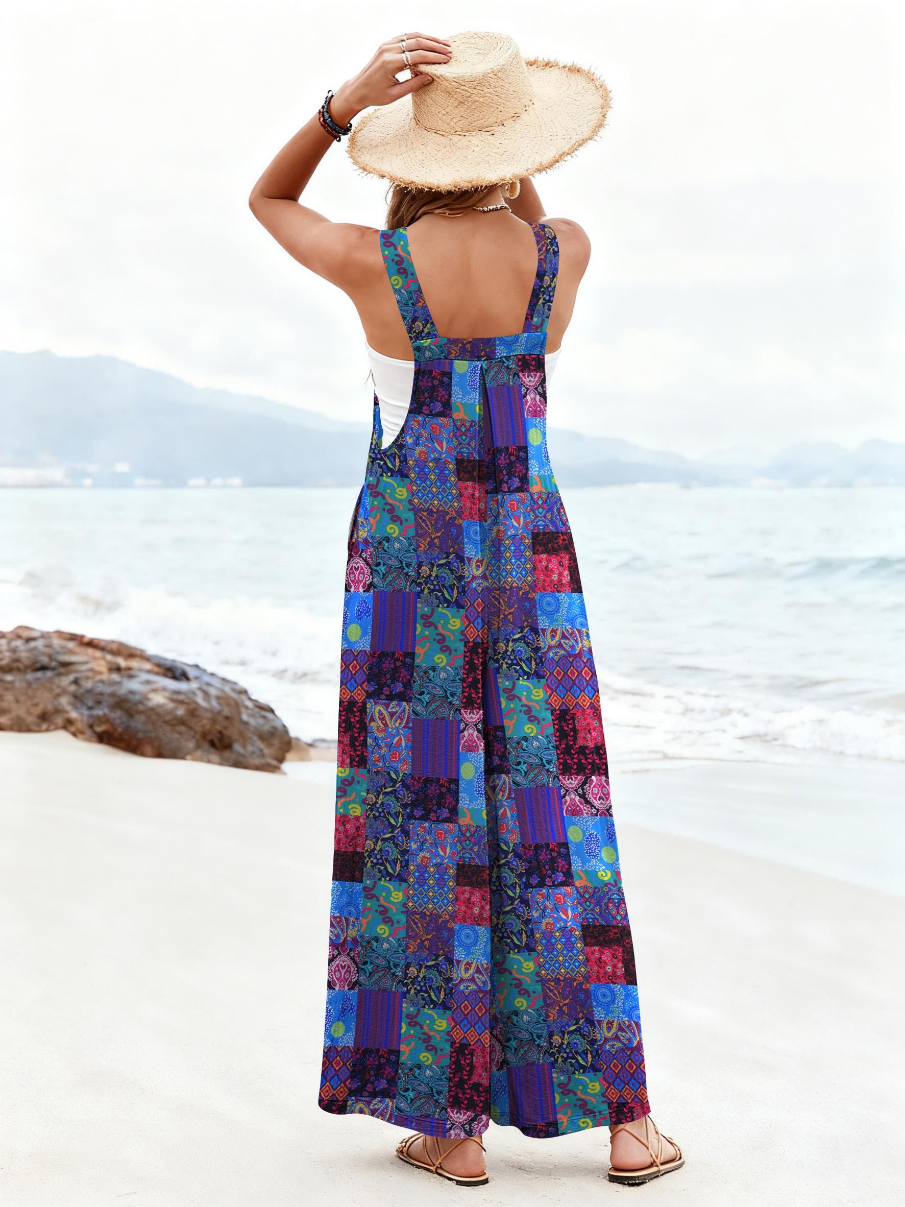 Ekouaer Women's Overalls Boho Summer Jumpsuits Cute Casual Outfits Rompers