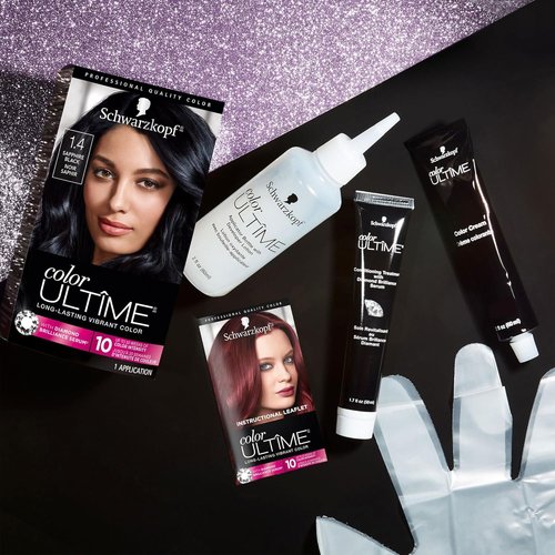 Schwarzkopf Color Ultime 1.4 Sapphire Black Hair Dye - Permanent, Fade-Resistant, Intense Color for All Hair Textures