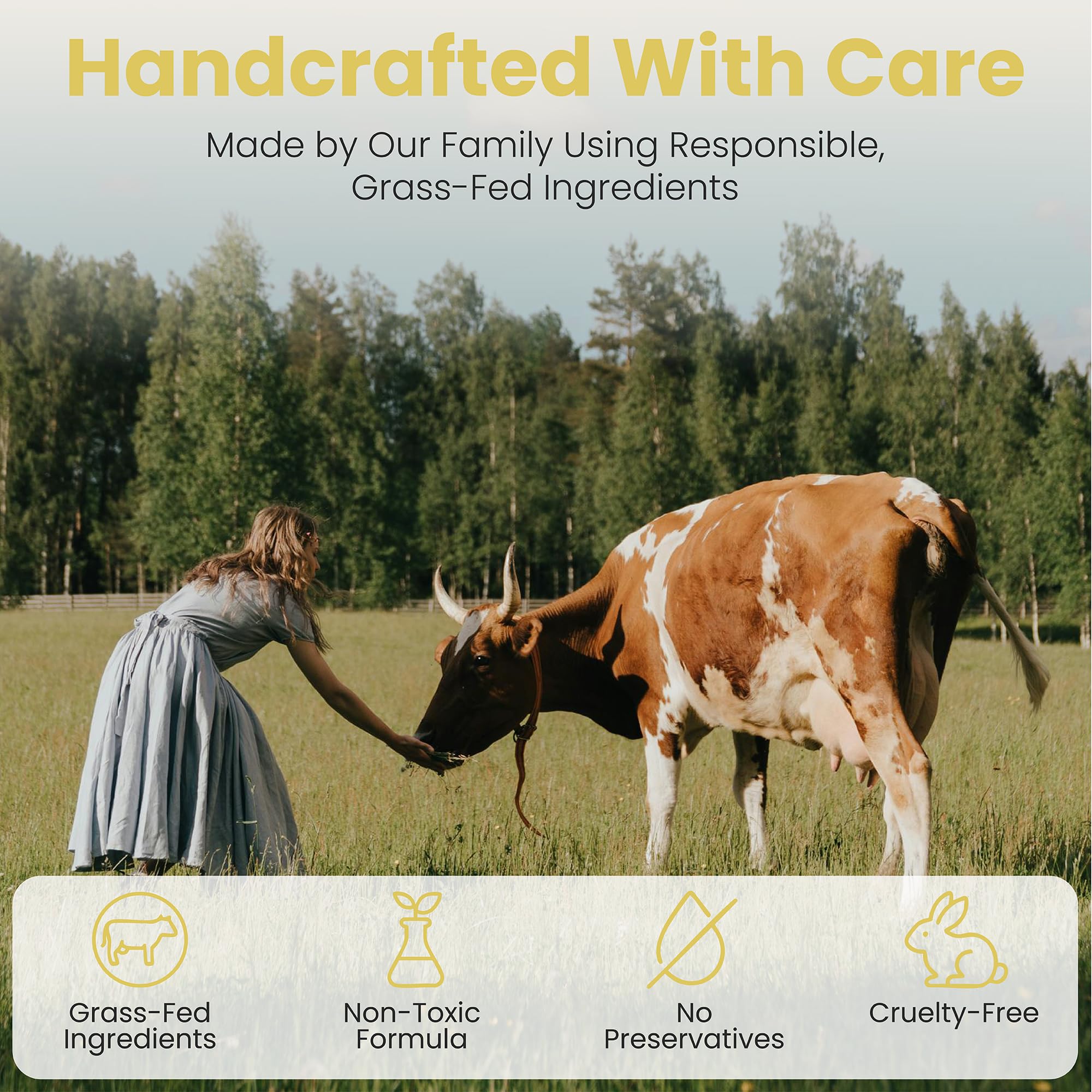 SKIN GLOW - Grass-Fed Whipped Beef Tallow for Menopausal & Mature Skin – Deep Nourishing Cream for Sensitive Skin – Face & Body - Simple, Non-Toxic - Castor Oil Infused, Light Aroma (VANILLA, 4oz)