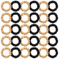 WILLBOND 30 Pcs Small Satin Silk Scrunchies Bulk for Women, Thin Hair Ties Mini Scrunchy Bands Skinny Ponytail Holders for Thick Curly Hair Pony Tails Wrist Decor(Black, Gold)