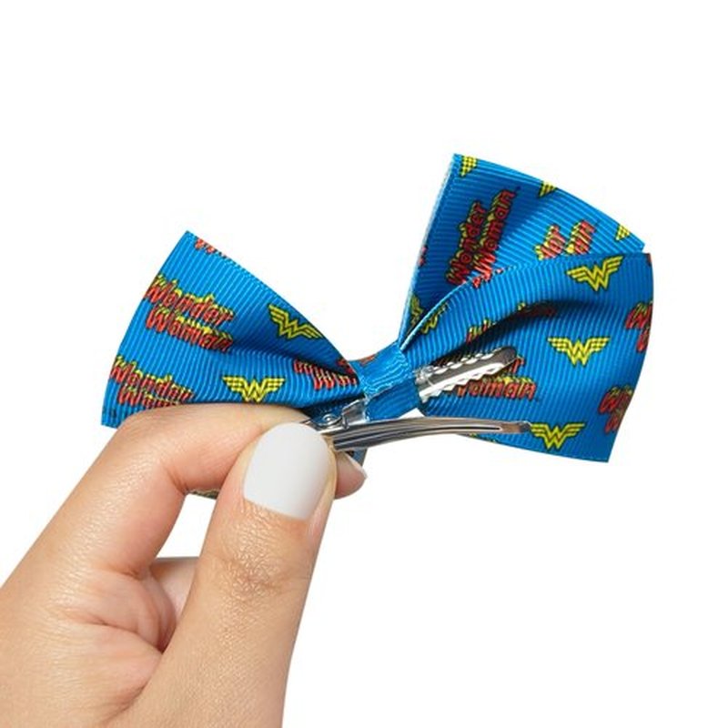 LUV HER Wonder Woman Alligator Hair Clips for Kids – 7-Pack Non-Slip 4-Inch Hair Bows – Girls Hair Accessories with Superhero Imagery – Ages 3+ – Non-Toxic Material