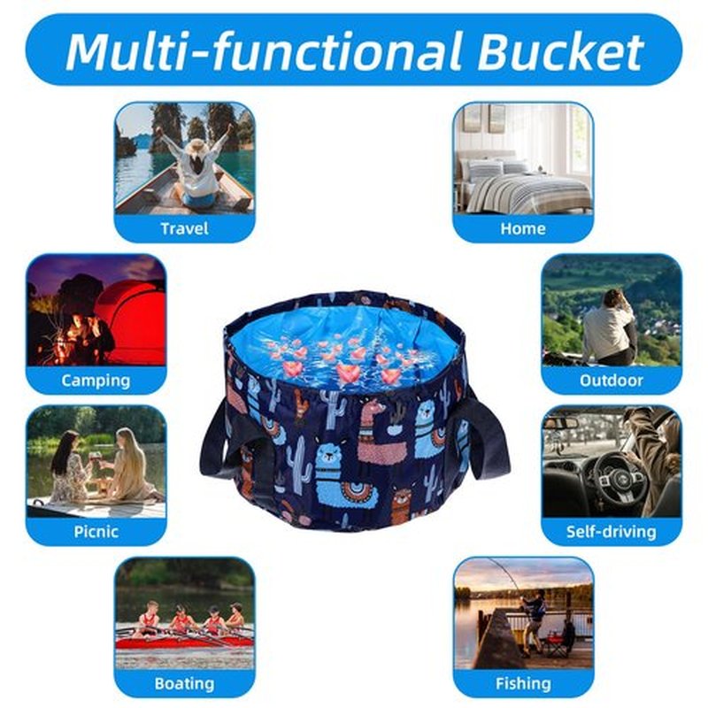 Collapsible Bucket for Soaking Feet, Portable Foot Bath Basin, Travel Foot Soaking Tub with Handles, Navy Blue Foot-Spa Soaking-Tub for Home, Travel, Outdoor and Camping (14 L/11x7.4 Inch)