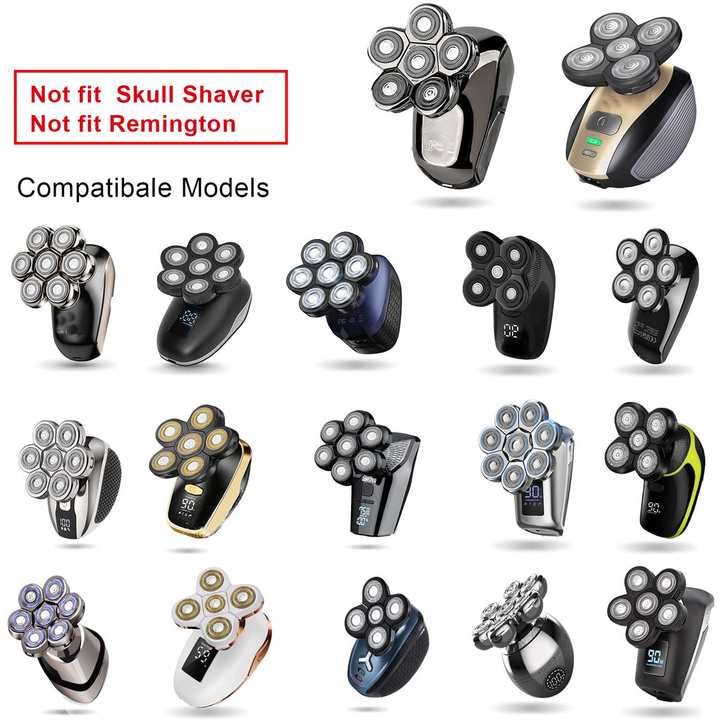 VODOZAVA Head Shaver Replacement Heads Magnetic 7 Blades Razor Replacement Blades Compatible with Freebird Shaver & Other Brands (black5)