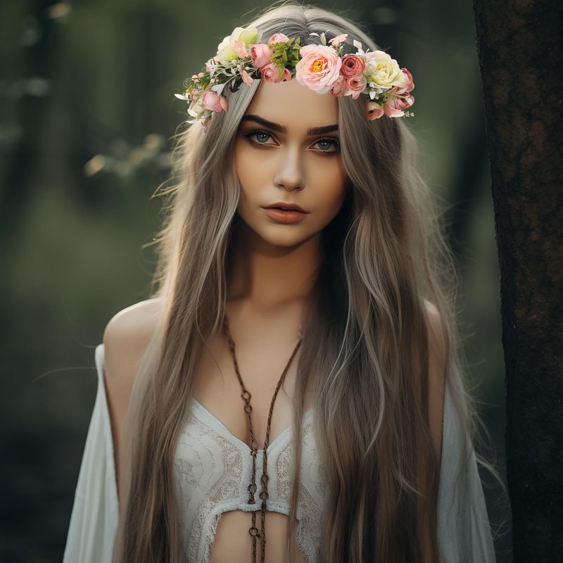 Vivivalue Wedding Flower Crown Flower Garland Headband Hair Wreath Floral Headpiece Halo Boho with Ribbon Party Prom Festival Photos