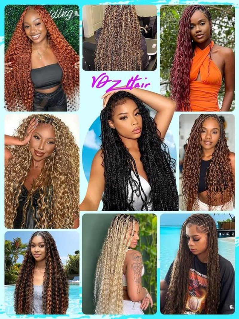 Boho Hair for Braiding 5 Bundles 20 Inch 160g Human Briaing Hair for Boho Brids Deep Wave Bulk Extensions for Bohemian Knotless Braids 100% Unprocessed Brazilian Virgin No Weft Hairs Natural Color