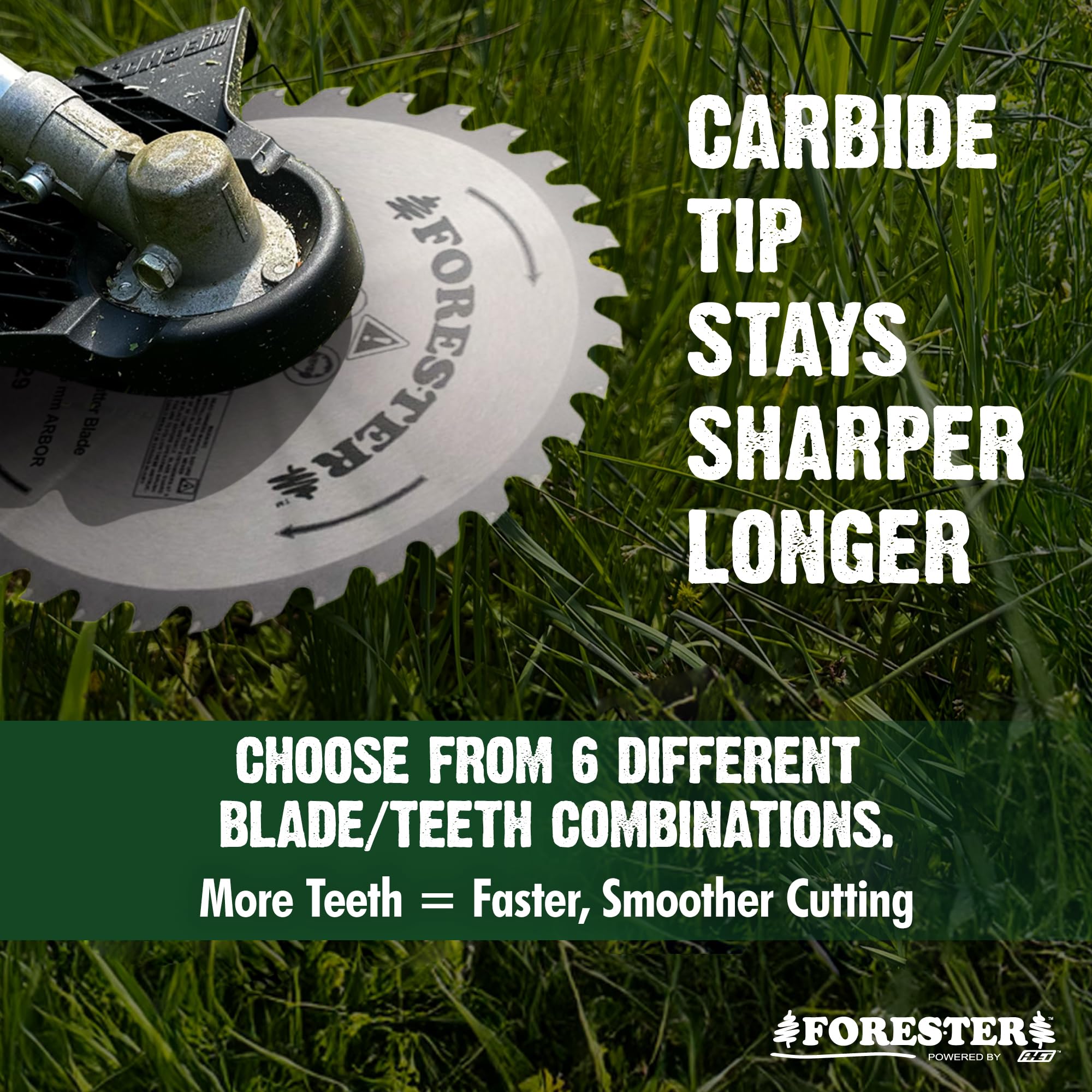 FORESTER Carbide Tip Brush Cutter Blade - 8in x 40 Teeth | Fits Most Straight Shaft Trimmers | Conversion Kit Sold Separately