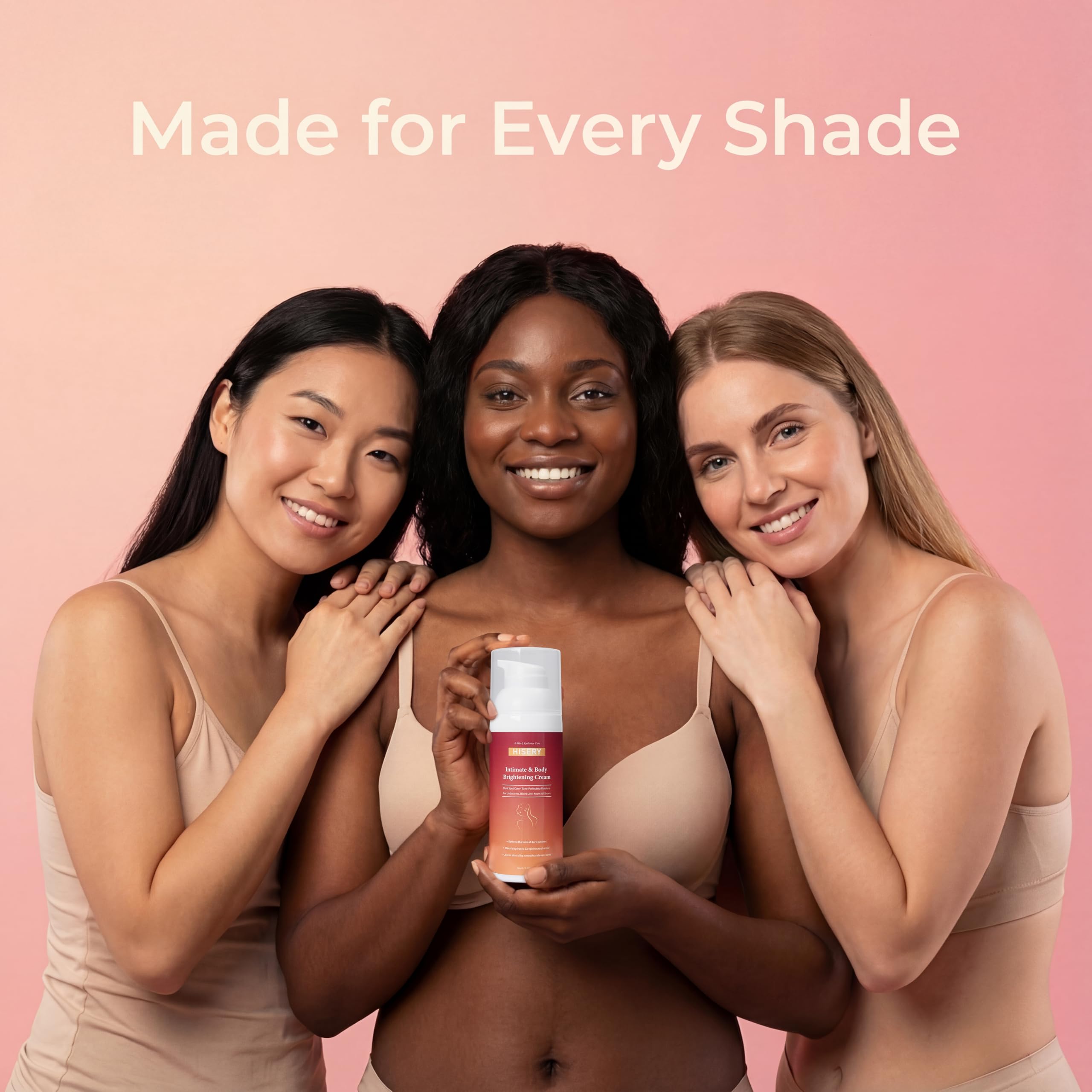 Hisery Body Brightening Cream for Uneven Skin Tone – Underarms, Knees, Elbows & Bikini Line, Niacinamide, Vegan