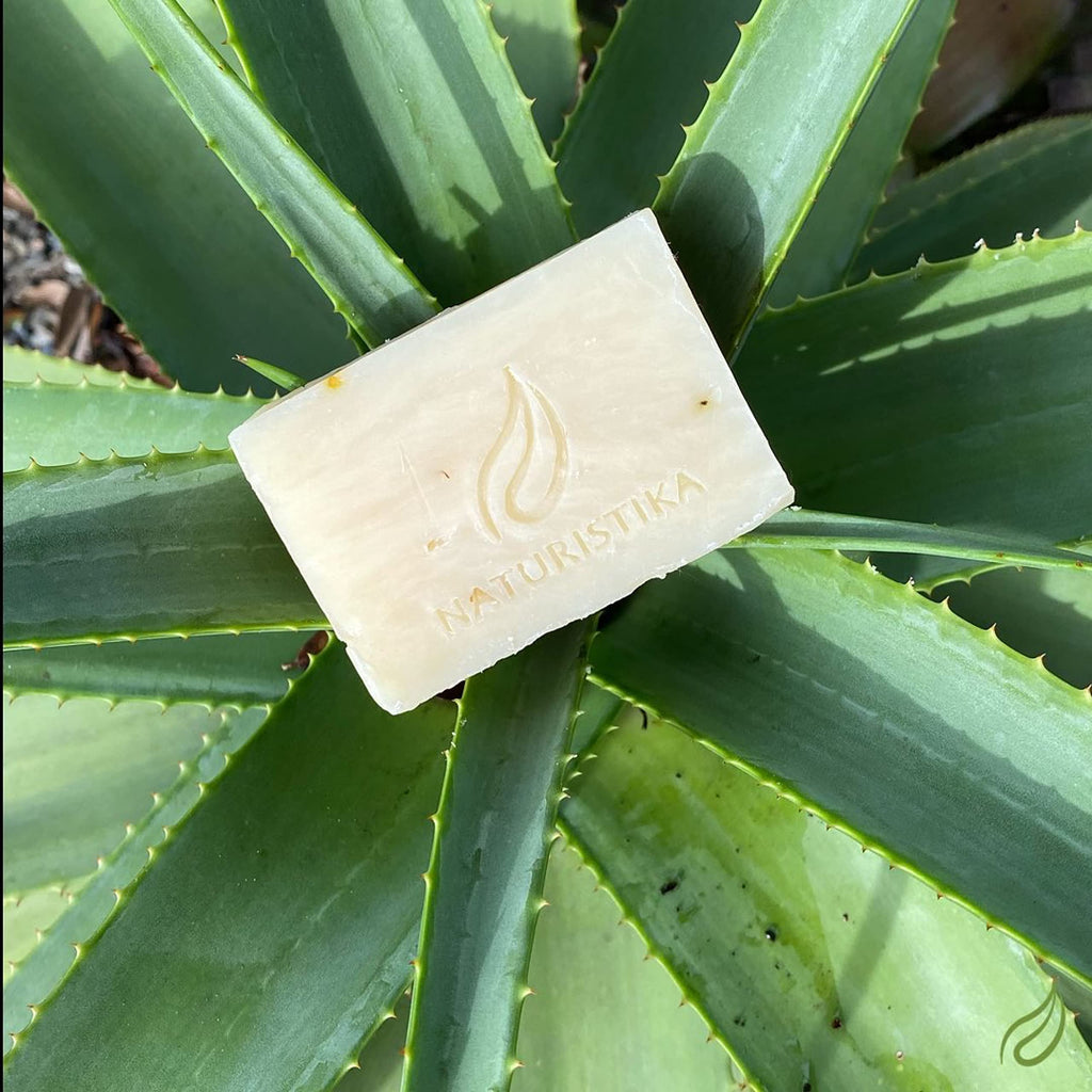 Naturistika Aloe and Calendula Soap Bar (3 Pack), Vegan and All Natural Handcrafted with Organic Oils. Face and Body Soap. For Men, Women and Teens. Unscented with Shea Butter.