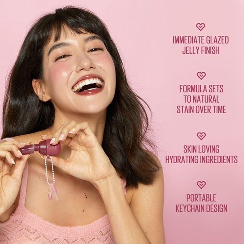 Kaja Lip & Blush Glazed Keychain Stain - Jelly Charm 06 Mocha Glaze | with Triple Berry Complex, Lemon Fruit Extract & Olive Squalane, Hydrating, Long Lasting Lip Tint