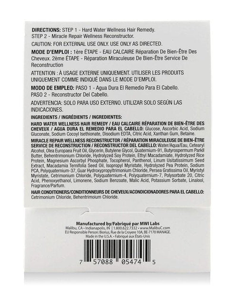 Malibu C Mini Rehab Hard Water Wellness | 2 Nourishing Remedy Packets - Removes Hair Deposits & Impurities