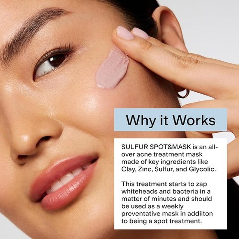 CLEARSTEM Sulfur Spot & Mask - Acne-Fighting Facial Mask with Kaolin Clay & Glycolic Acid for Clear Skin