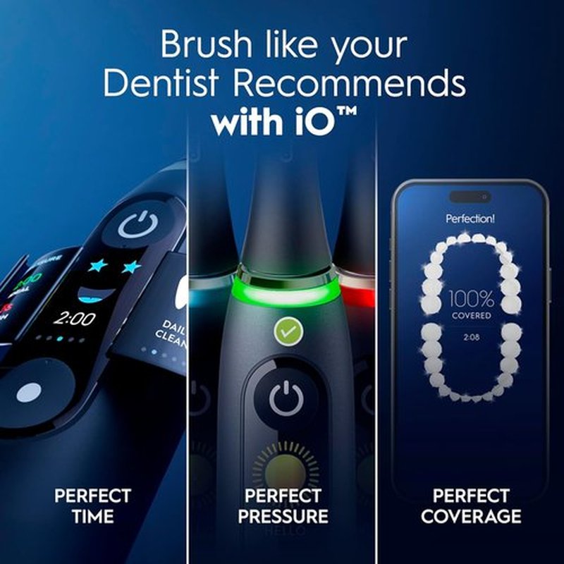 Oral-B iO Series 7 Rechargeable Electric Toothbrush - Deep Clean & Protect, Black | 2 Brush Heads & Travel Case