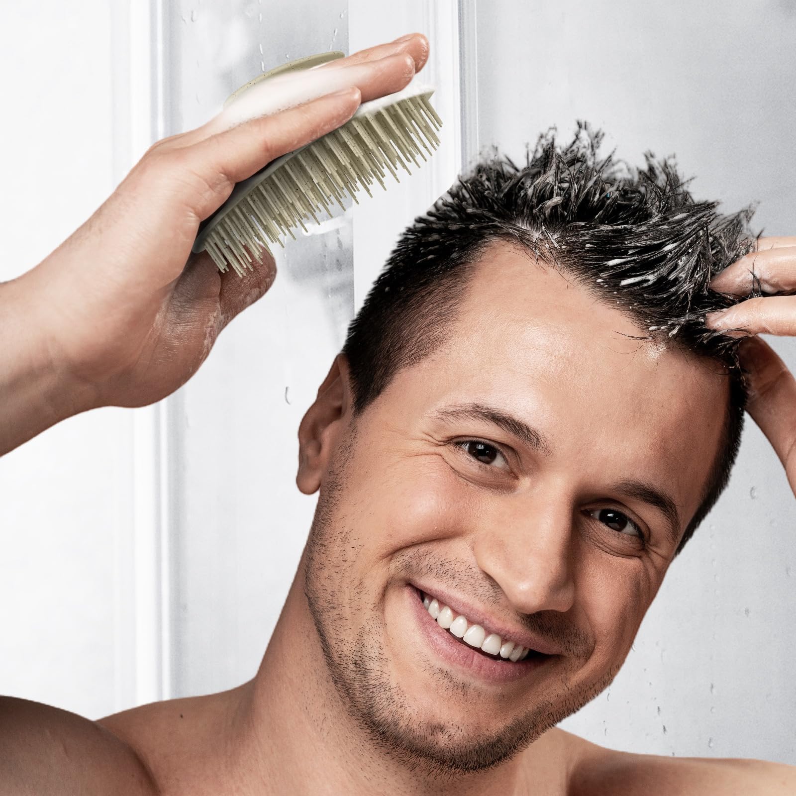 Scalp Massager Shampoo Brush, Scalp Scrubber for Short, Medium Hair,Natural