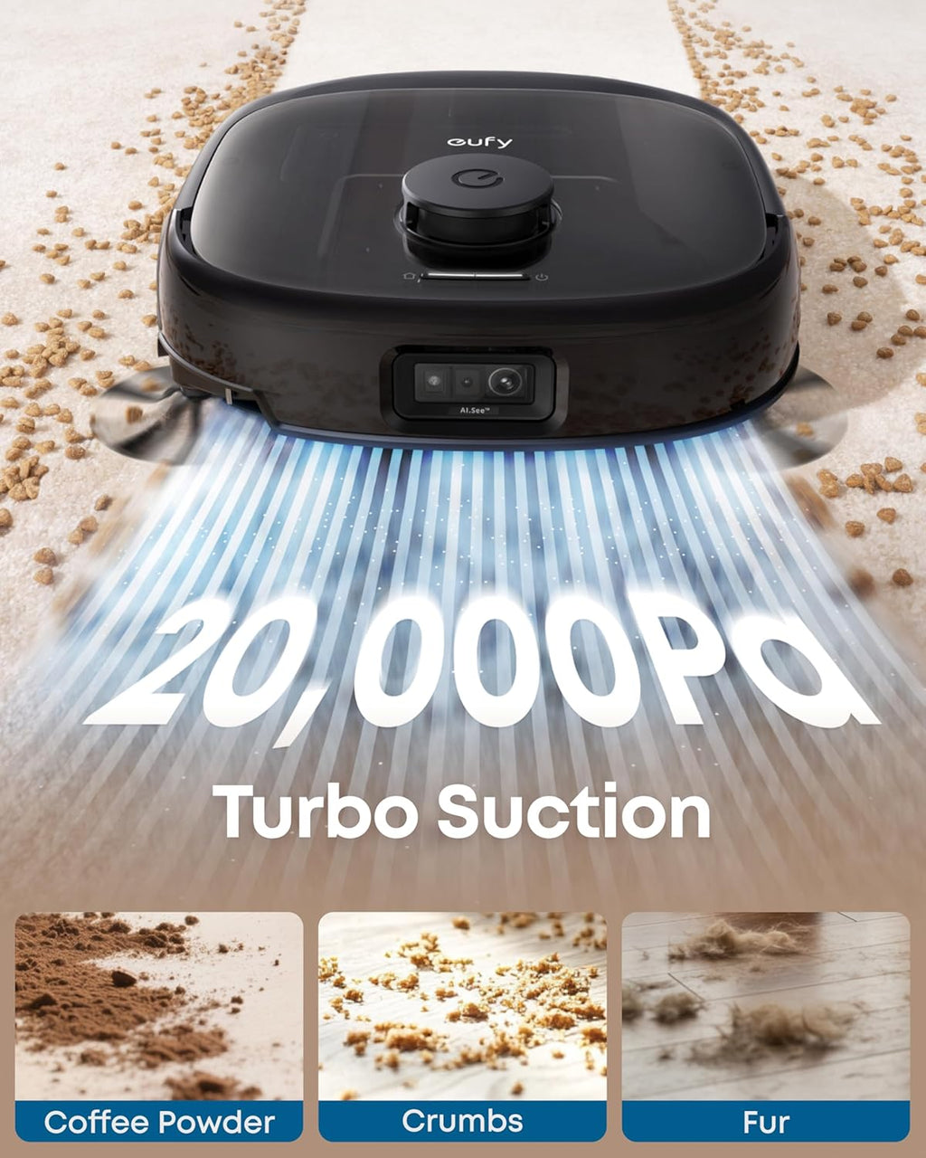 Eufy Robot Vacuum E25 - 20,000 Pa Suction & HydroJet Mop Combo | Edge-to-Corner Cleaning, AI Obstacle Avoidance