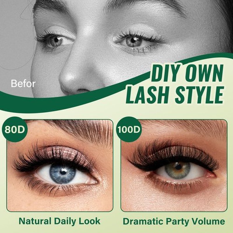 KEYYOULASH Lash Clusters 3D Effect Eyelash Clusters 280pcs 80D D Curl 9-18MIX Individual Lashes Wispy False Lashes Volume Cluster Eyelash Extensions Natural Soft DIY Lash Extension(80D，Zzlj-4)