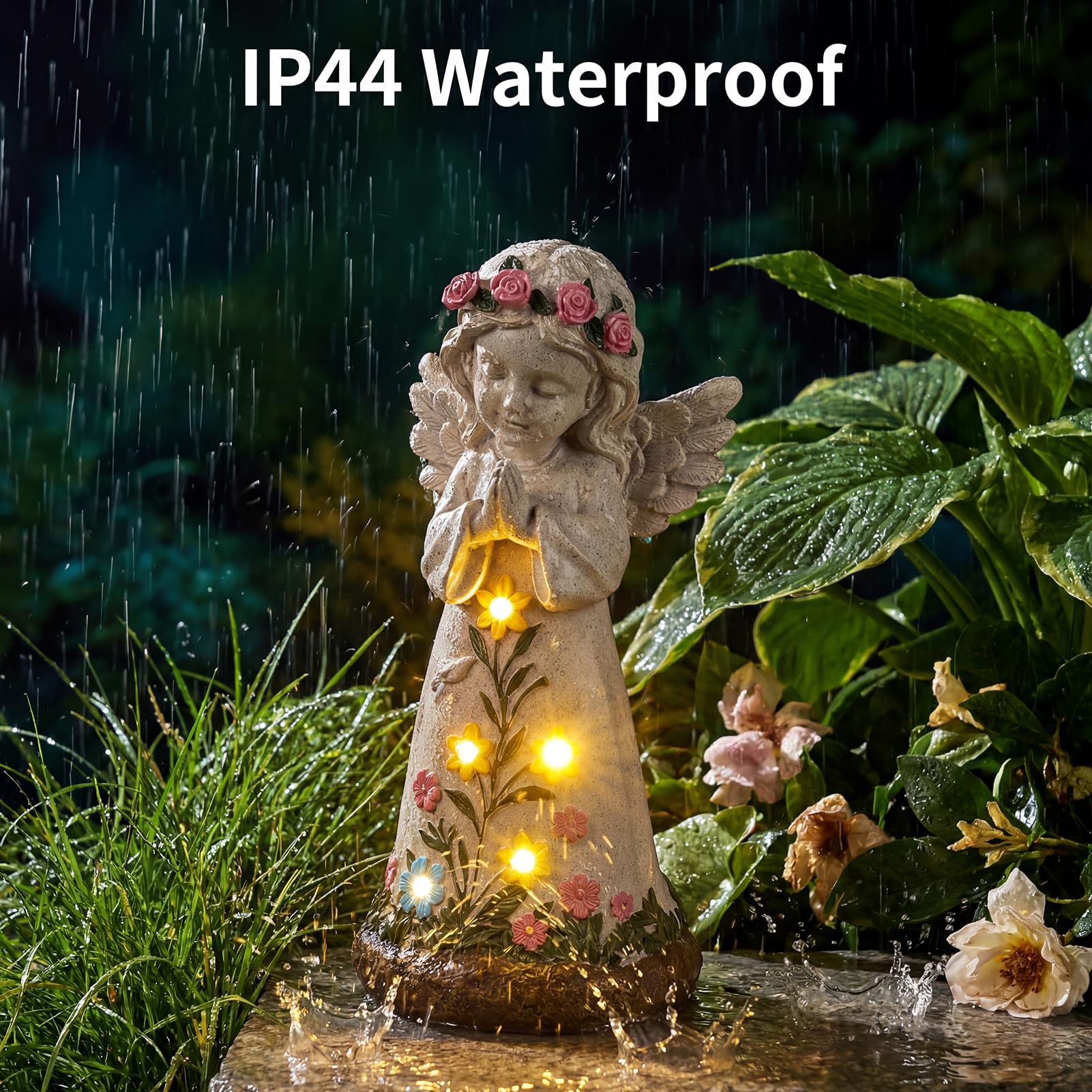 Rempry Solar Garden Angel Statue Decor for Yard Lawn Patio Outdoor, Unique Thanksgiving Anniversary Housewarming Decoration Gifts for Mom Grandma Women