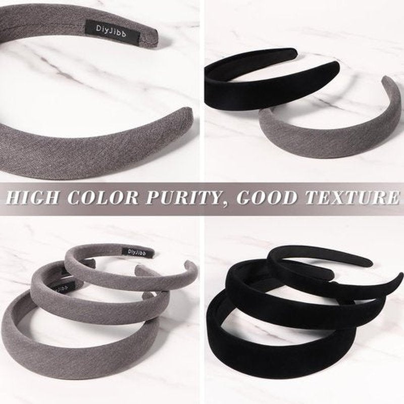DiyJibb Velvet Headbands for Women and Teens, 6PCS Non-Slip Padded Hairbands with 3 Width Options (0.6", 0.8", 1.2"), Soft Comfortable Hair Accessories for Daily Wear, Makeup, Sports, and Gifts