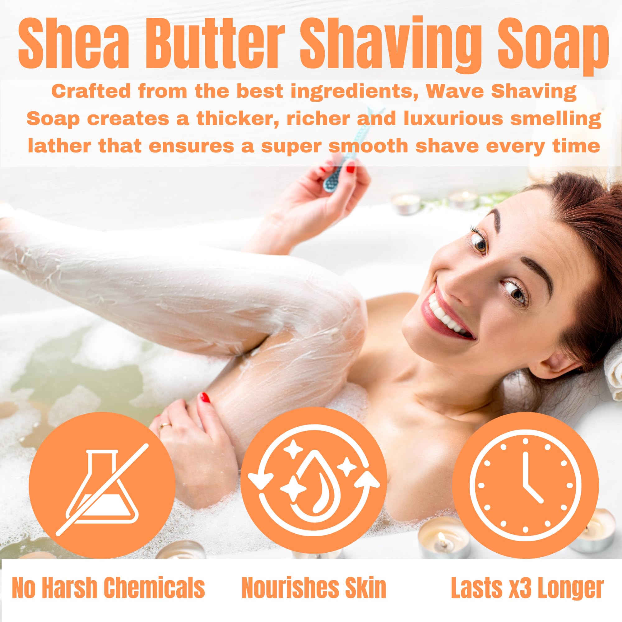 Vanilla Citrus Shaving Soap for Women – Shea Butter Infused Moisturizing Bar for Sensitive Skin – Long-Lasting, Smooth Shave for Legs, Underarms & Bikini Area