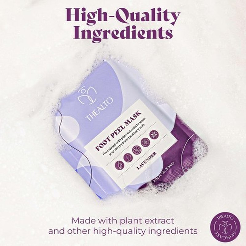 Foot Peel Mask, 5 Pack - For Dry, Cracked, and Calloused Feet - Lavender Scent - With Plant Extract for Baby Soft Feet - Home Spa Treatment