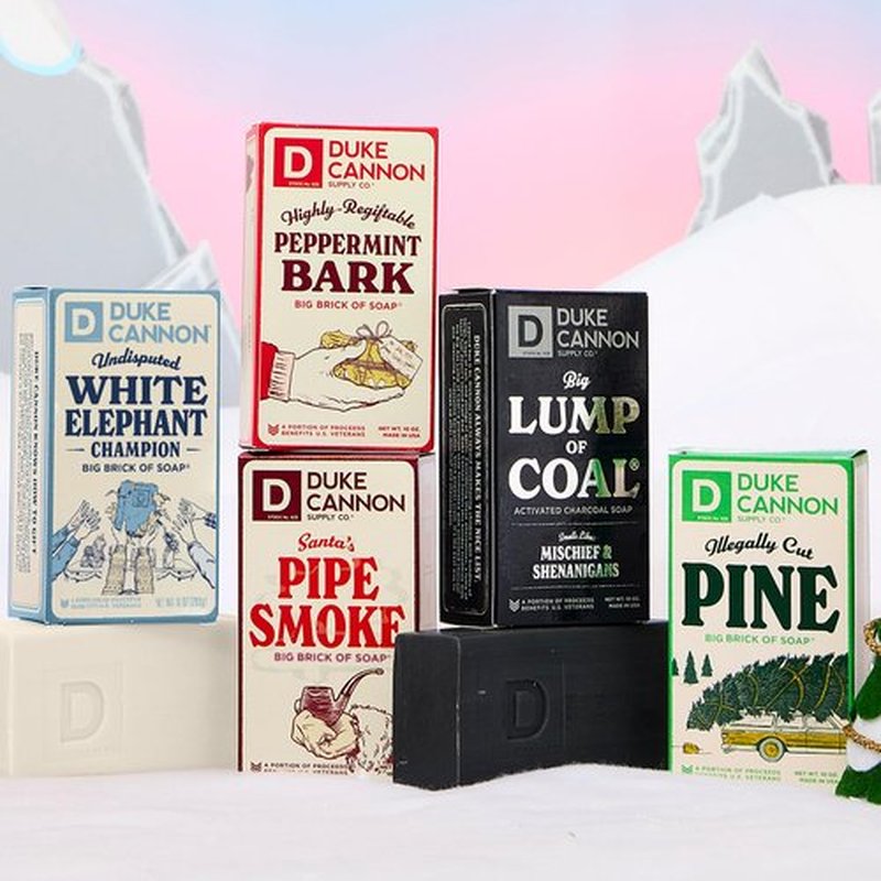 Duke Cannon Supply Co. Big Brick of Soap Bar for Men Holiday Edition - Peppermint Bark (Peppermint Scent), 10 oz. (3 Pack)