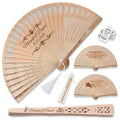 Personalized Wedding Fans for Guests, Custom Wooden Folding Hand Fans Bulk, Engraved Sandalwood Handheld Fans with Organza Bags & Tassels, Party, Bridal & Birthday Shower Favors (50PCS)