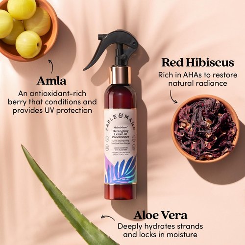 Fable & Mane Detangling Leave-In Conditioner, with UV Heat Protection for Smooth, Hydrated, Tangle-free Hair. Enriched with Aloe Vera