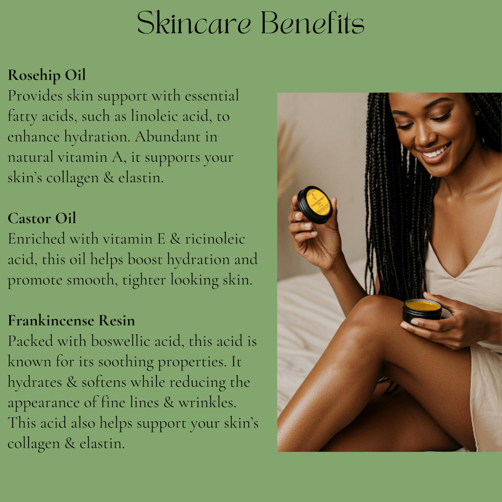 Beauty Glow Frankincense Resin Infused Balm Organic Castor & Rosehip Oils Frankincense Moisturizer Miracle Rub for Muscles & Joints Dry Sensitive Skin, Body, Hands & Face Natural Skin Care