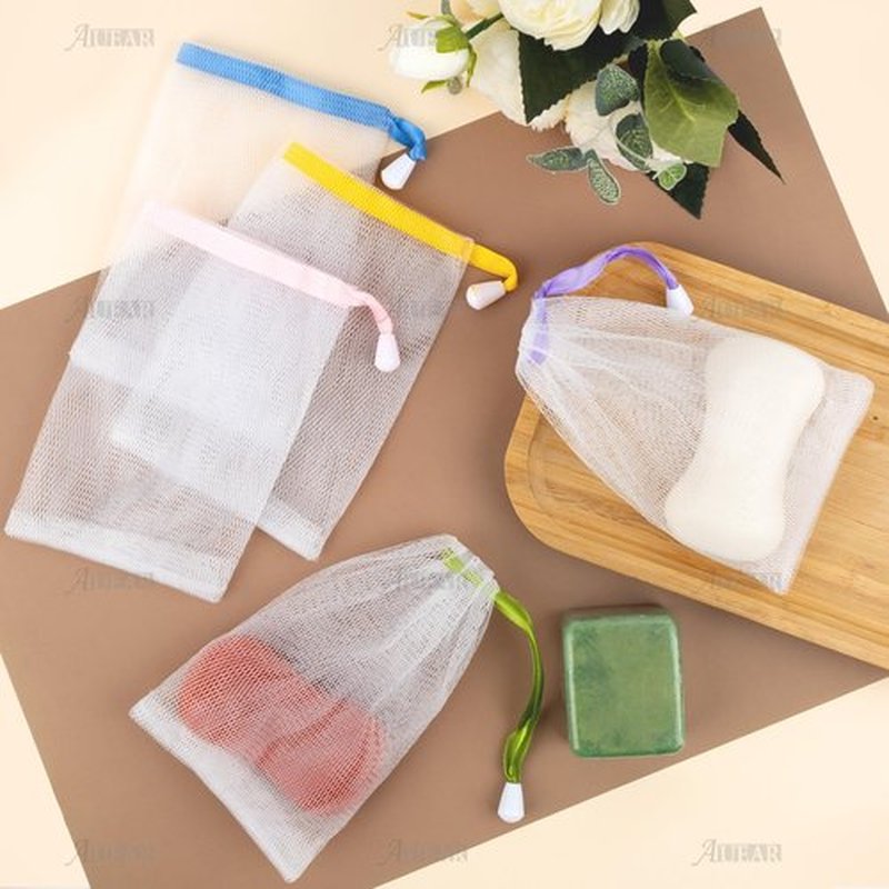 AUEAR, 60 Pack Mesh Soap Pouch for Shower Washing Bubble Foam