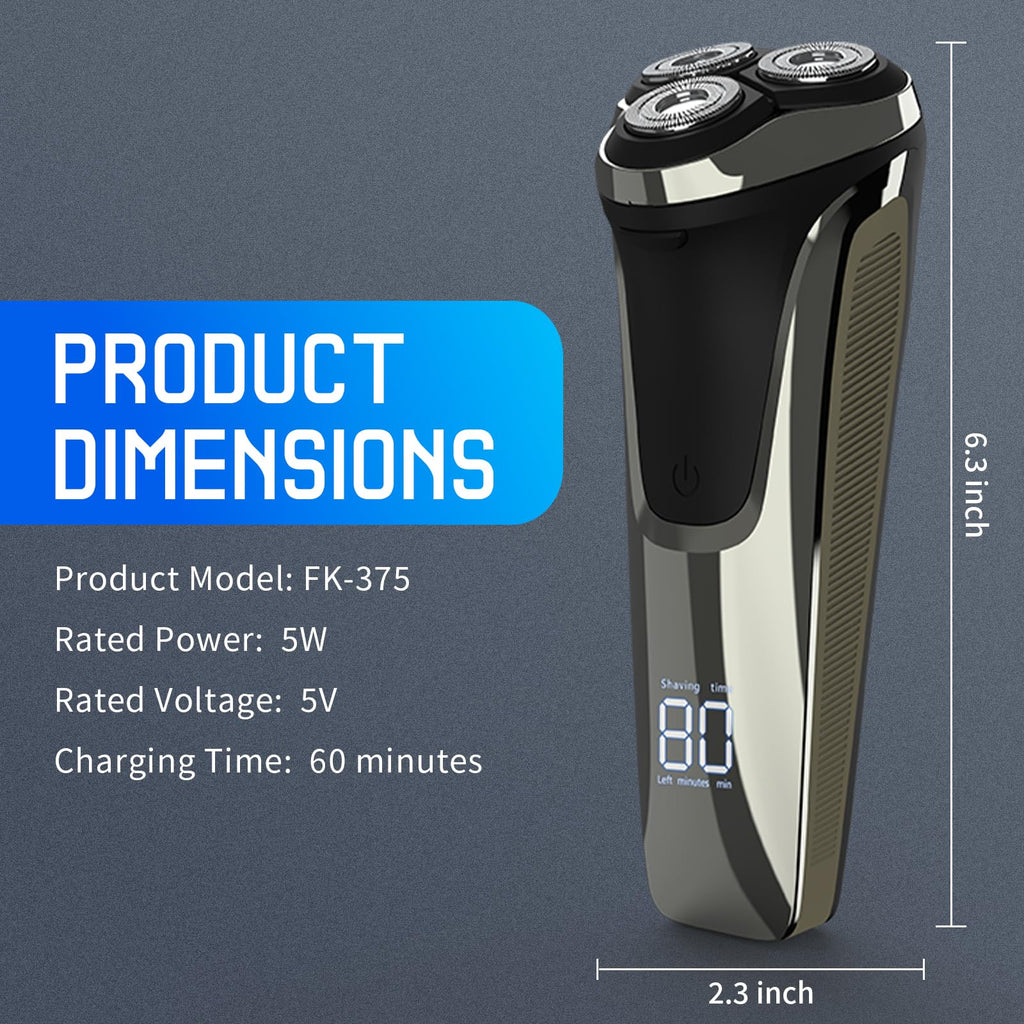 Snapbuy Electric Razor for Men, Waterproof Cordless Shaver with 90-Min Runtime,4D Floating Precision Blades System, Fast Charging, Travel-Friendly for Wet & Dry Use (Blue)