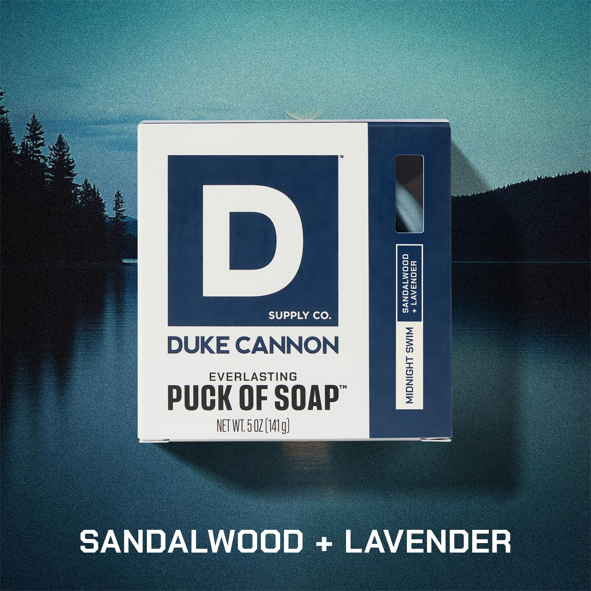 Duke Cannon Supply Co. Bar Soap Puck - Men's Rounded Bar Soap with Masculine Scents - Disc-Shaped Mens Soap - Hydrating & Deep Cleaning - All Skin Types - Midnight Swim, 4 Pack - 5 oz
