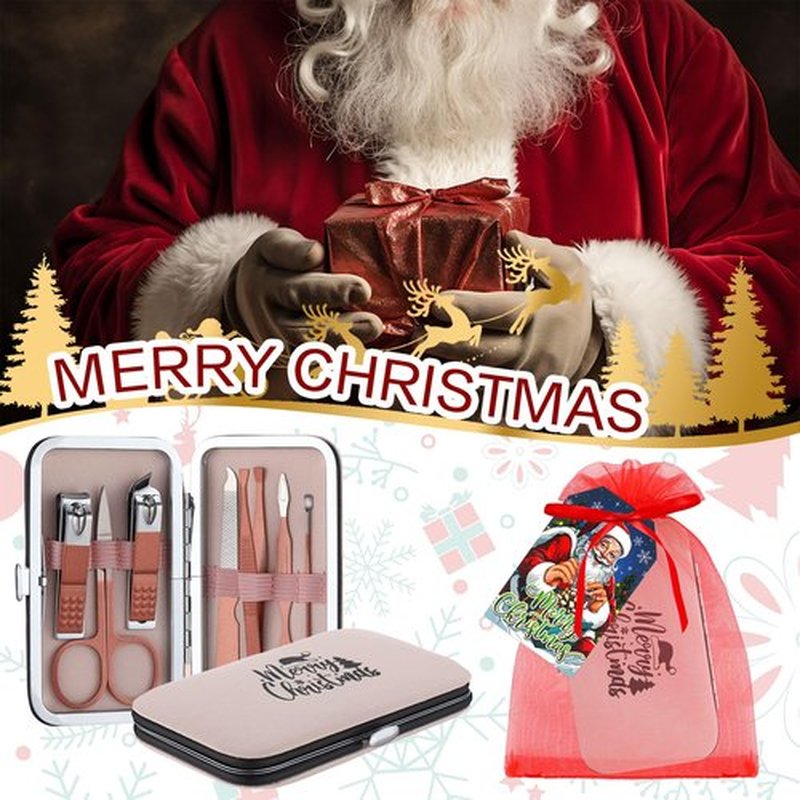 Lanties 12 Set Christmas Manicure Set Bulk Christmas Stocking Stuffers Women Nail Clippers Pedicure Kit 7 In1 Travel Stainless Steel Grooming Kits Funny Xmas Gifts for Employees Office Coworkers
