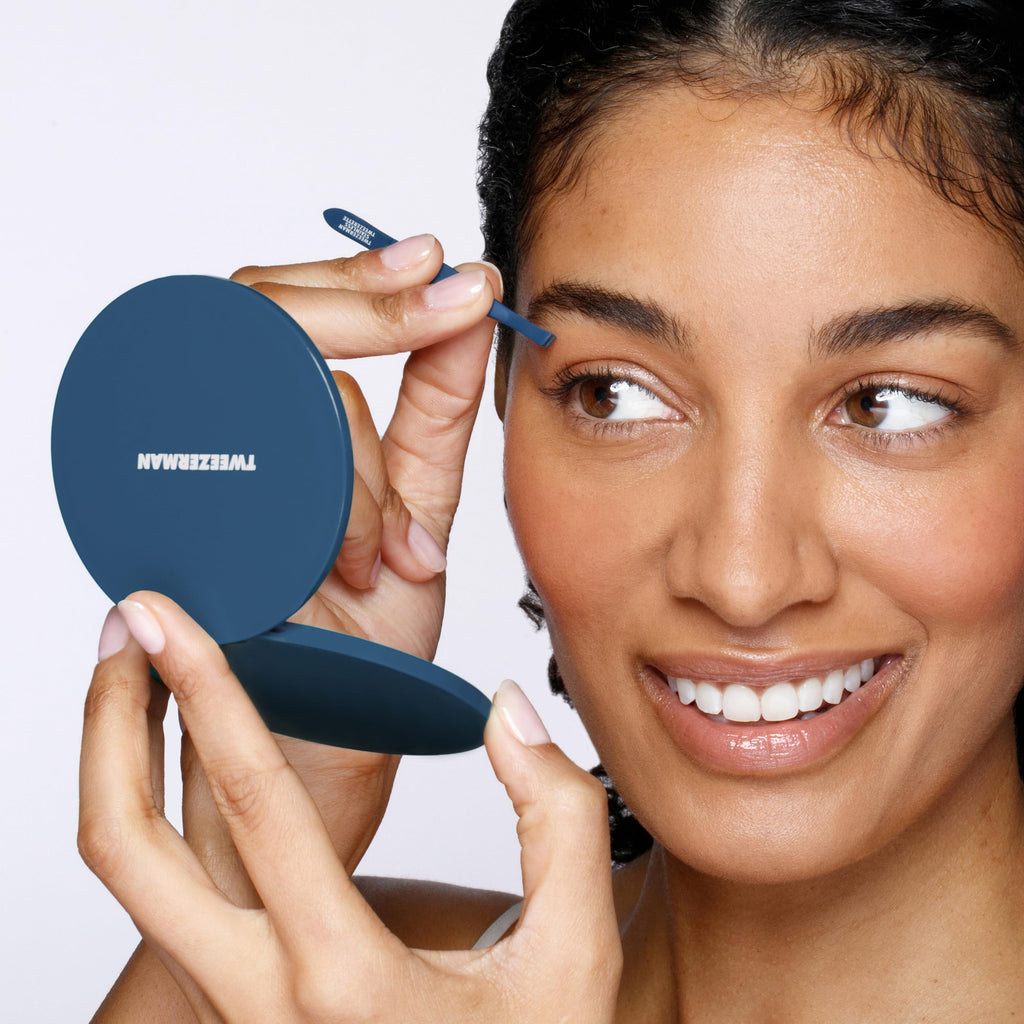 Tweezerman Brow & Grooming Set - Mirror, Slant Tweezer, Travel Tweezerette
