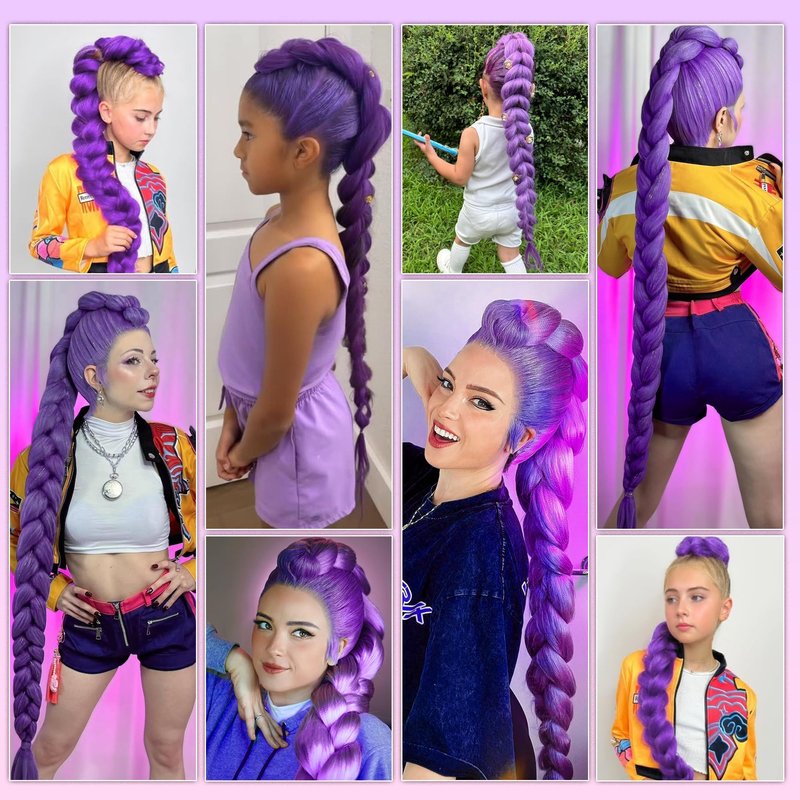 Xcrayto Long Purple Braiding Hair Pre Stretched 26Inch Synthetic DIY Braiding Hair Extensions For Braids 2 packs Purple Rumi Hair Extensions For Stage Party Halloween Costume Cosplay