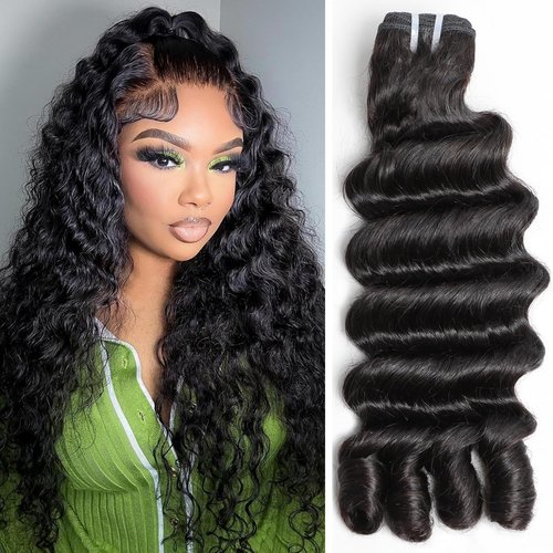 15A Burmese Deep Wave Bundles Human Hair 22 Inch 1 Bundle Tangle Free Unprocessed Brazilian Virgin Hair Weft with Spiral Curly End for Women Deep Wave Human Hair Weft Extensions
