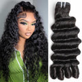 15A Burmese Deep Wave Bundles Human Hair 22 Inch 1 Bundle Tangle Free Unprocessed Brazilian Virgin Hair Weft with Spiral Curly End for Women Deep Wave Human Hair Weft Extensions
