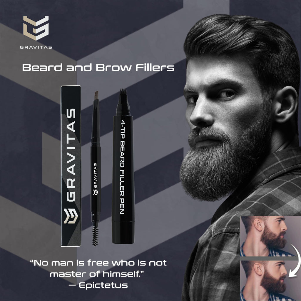 Gravitas 4-tip Beard Filler Pen for Men (Dark Brown)