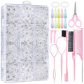 Auroray 2200 Pcs Clear Hair Ties, Hair Loop Styling Tool Set with Hair Tie Cutter, Elastic Hair Accessories for Toddler Baby Girl Women