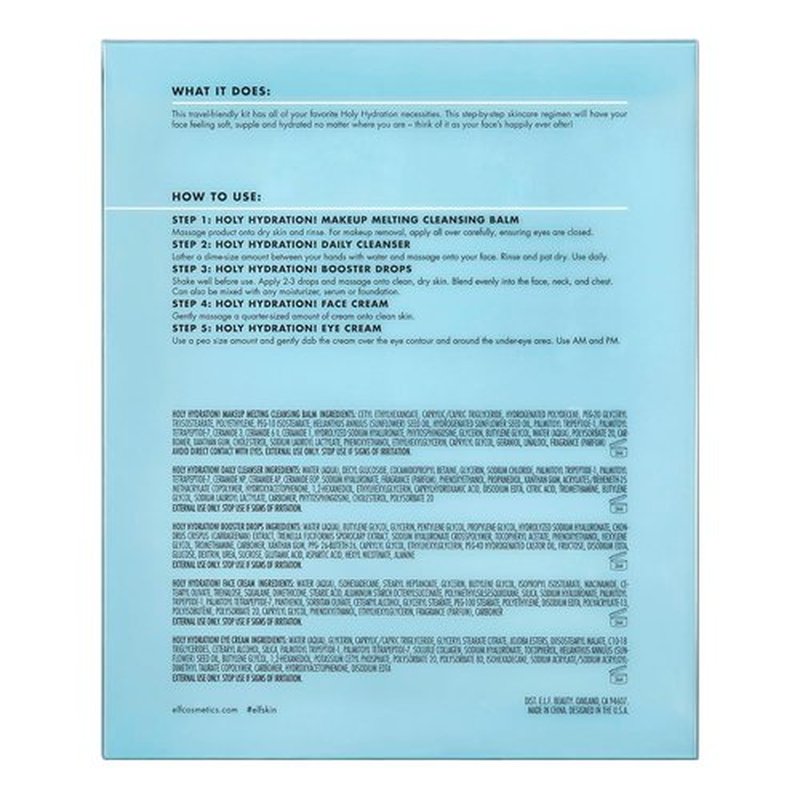 e.l.f. SKIN Holy Hydration! Mini Skincare Kit - Cleanser, Makeup Remover, Moisturizer & Eye Cream