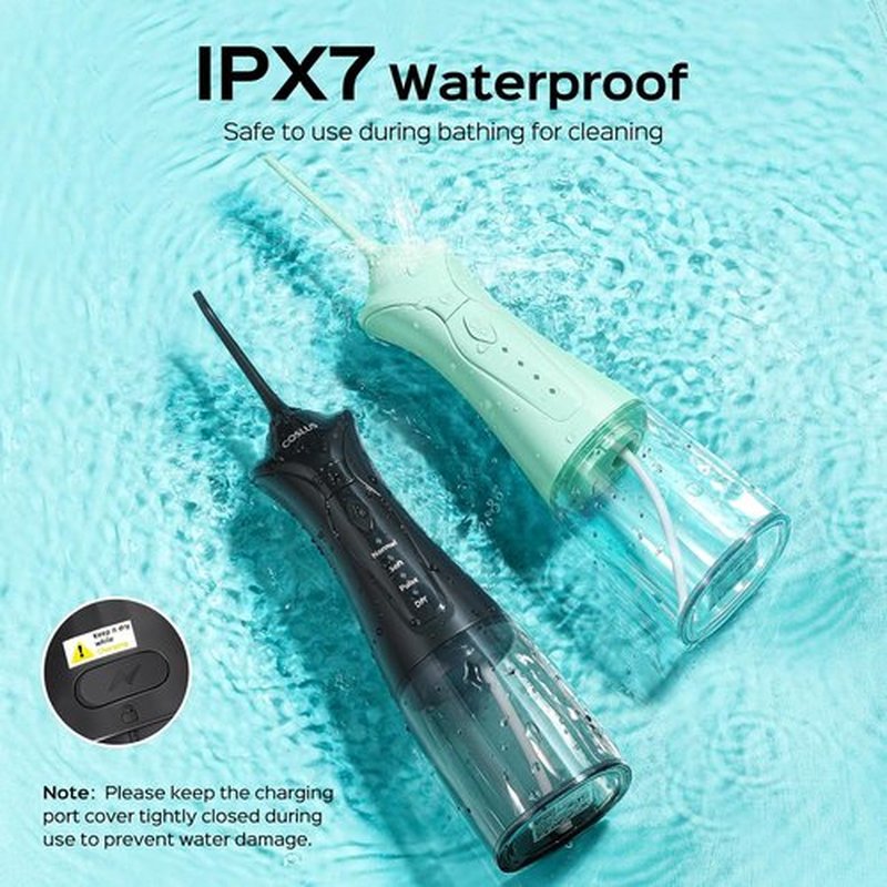 COSLUS Water Flosser Set - 2-Pack C30 Dental Picks with 3 Modes & 8 DIY Levels for Sensitive Gums | Black & Green