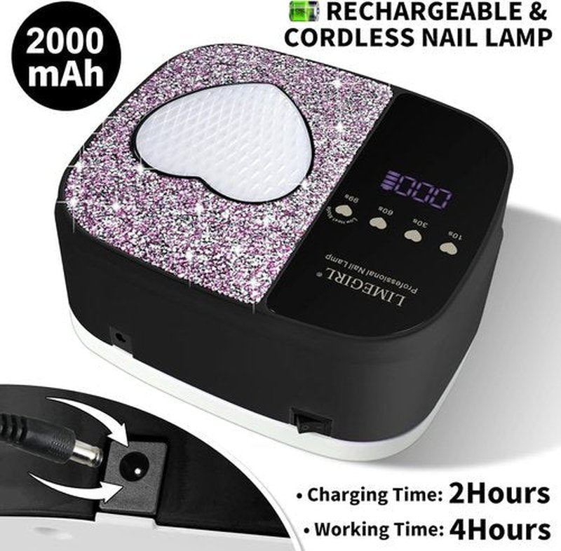 LIMEGIRL UV LED Nail Lamp Kit - Professional Fast Curing Gel Polish Dryer | Cordless & Rechargeable for Home & Salon Use
